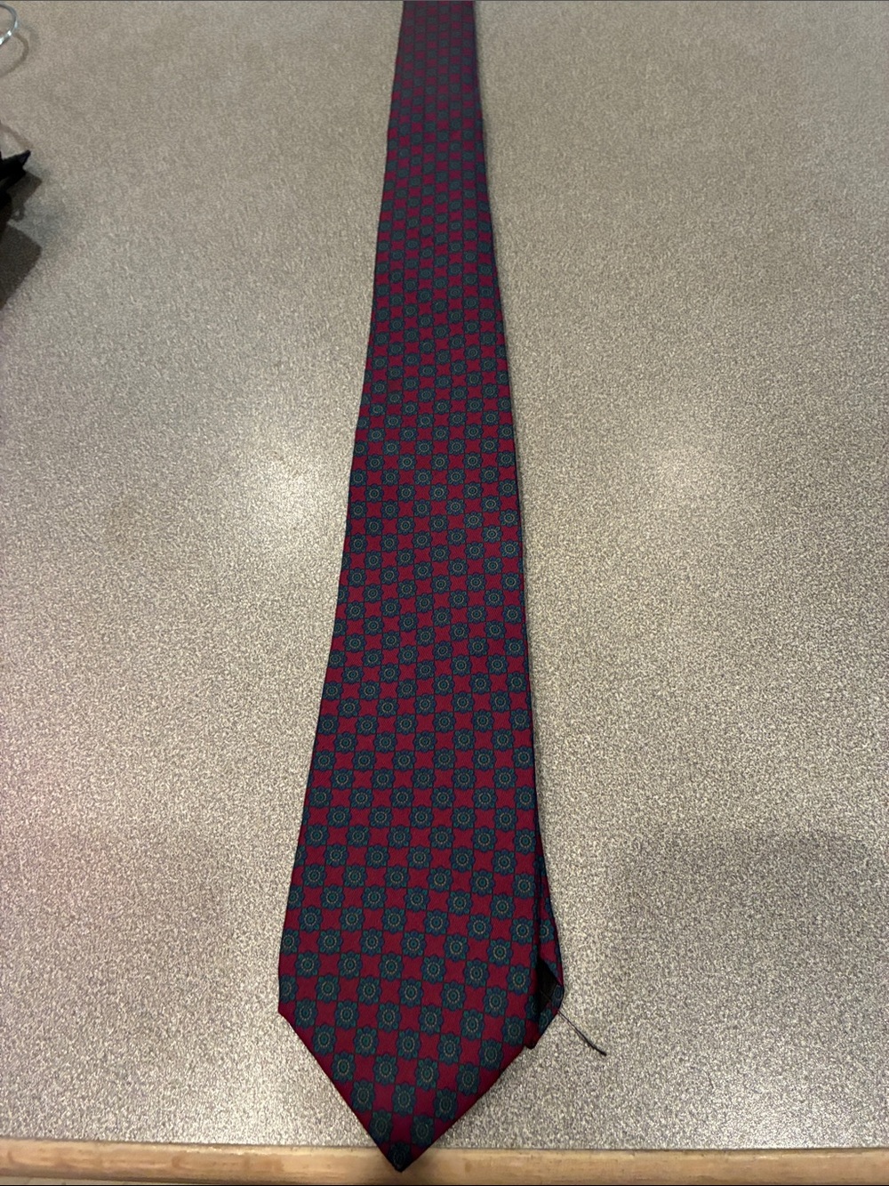 Yves Saint Laurent Silk Tie in Burgundy and Teal Checker